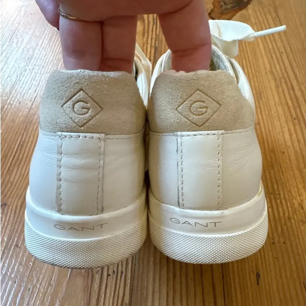 Gant Avona ivory white leather ribbon lace low‎ top sneakers SIZE 7.5